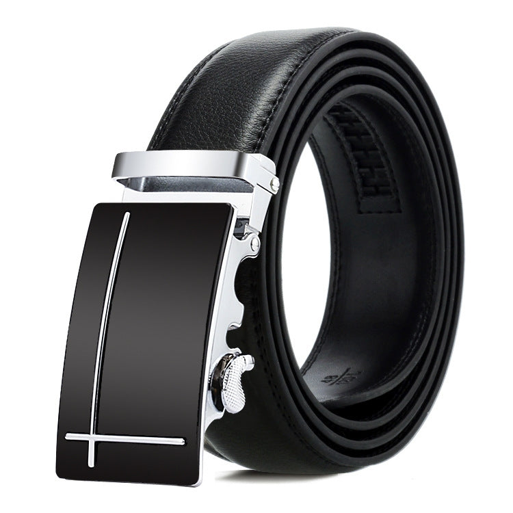 Dandali Casual Men Automatic Buckle Belt Business Soft Leather Pants Band, 110cm