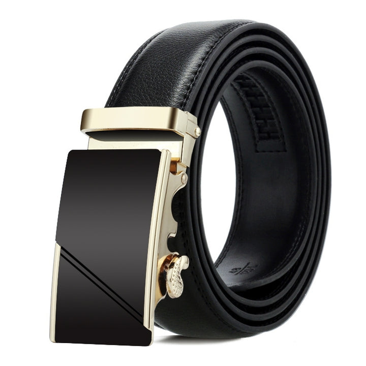 Dandali Casual Men Automatic Buckle Belt Business Soft Leather Pants Band, 110cm