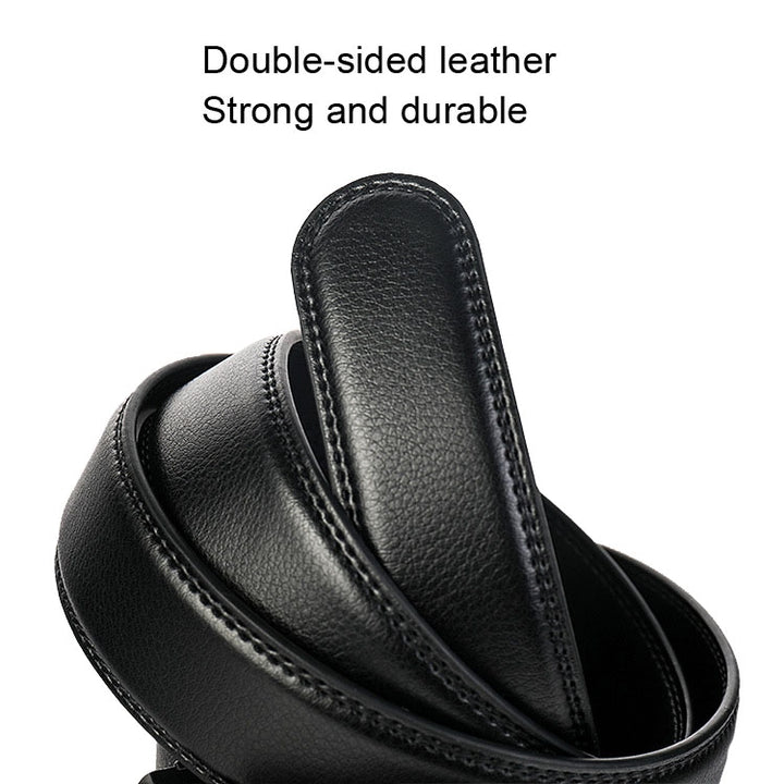 Dandali Casual Men Automatic Buckle Belt Business Soft Leather Pants Band, 120cm