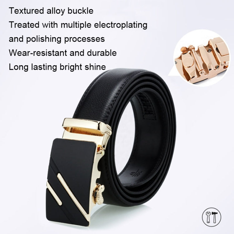 Dandali Casual Men Automatic Buckle Belt Business Soft Leather Pants Band, 110cm