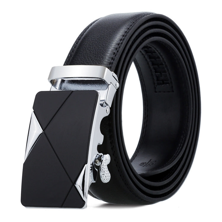 Dandali Casual Men Automatic Buckle Belt Business Soft Leather Pants Band, 115cm