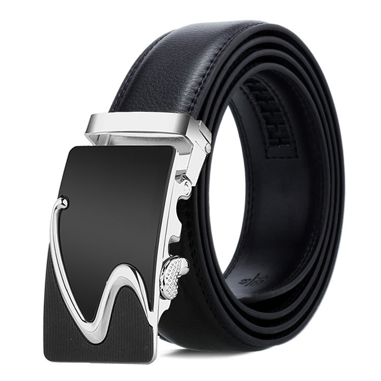 Dandali Casual Men Automatic Buckle Belt Business Soft Leather Pants Band, 115cm