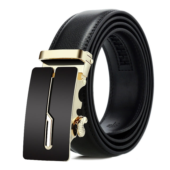 Dandali Casual Men Automatic Buckle Belt Business Soft Leather Pants Band, 115cm