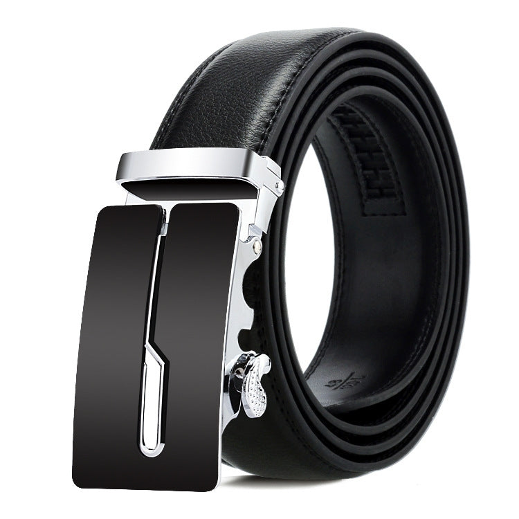 Dandali Casual Men Automatic Buckle Belt Business Soft Leather Pants Band, 115cm