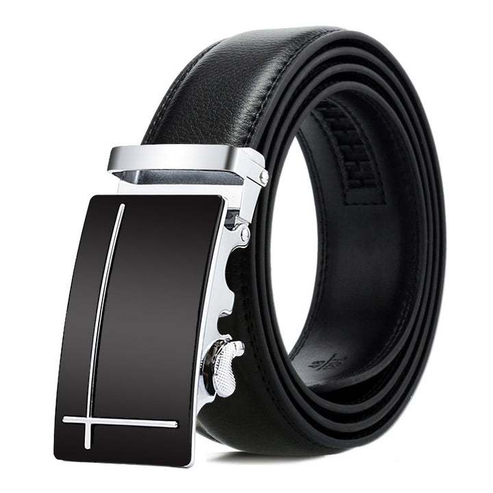 Dandali Casual Men Automatic Buckle Belt Business Soft Leather Pants Band, 115cm