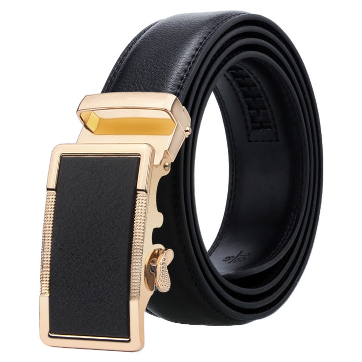 Dandali Casual Men Automatic Buckle Belt Business Soft Leather Pants Band, 120cm