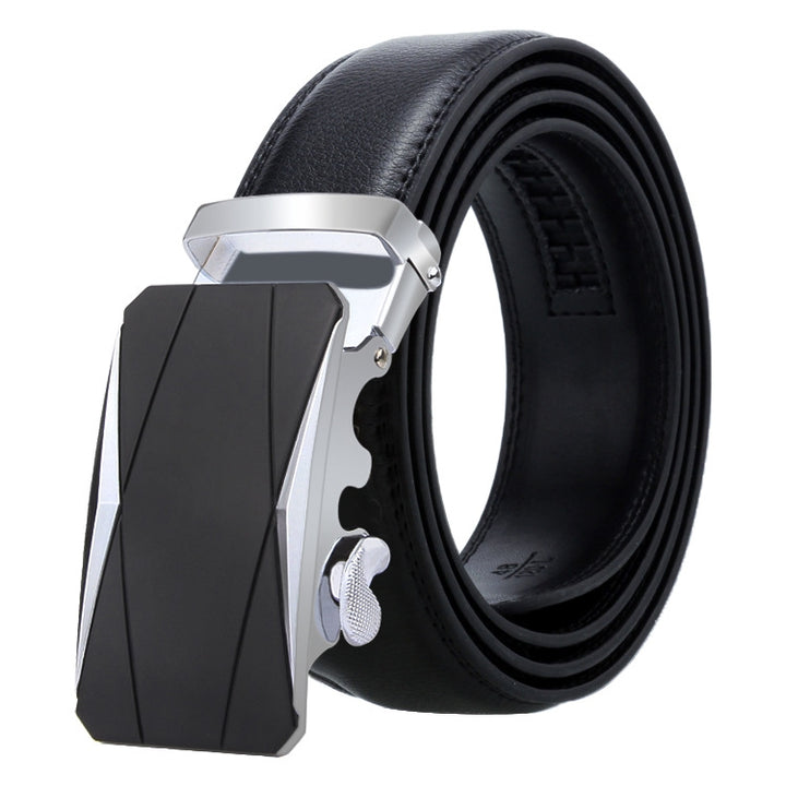 Dandali Casual Men Automatic Buckle Belt Business Soft Leather Pants Band, 120cm