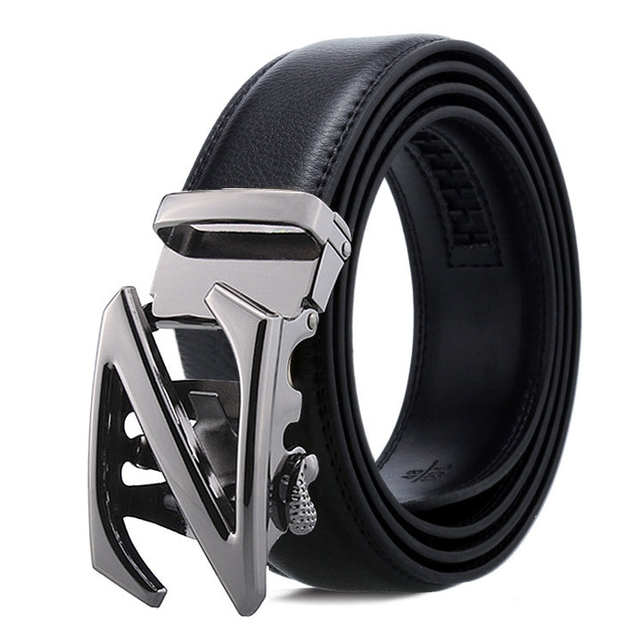 Dandali Casual Men Automatic Buckle Belt Business Soft Leather Pants Band, 120cm