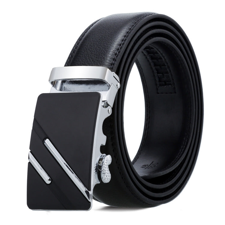 Dandali Casual Men Automatic Buckle Belt Business Soft Leather Pants Band, 125cm