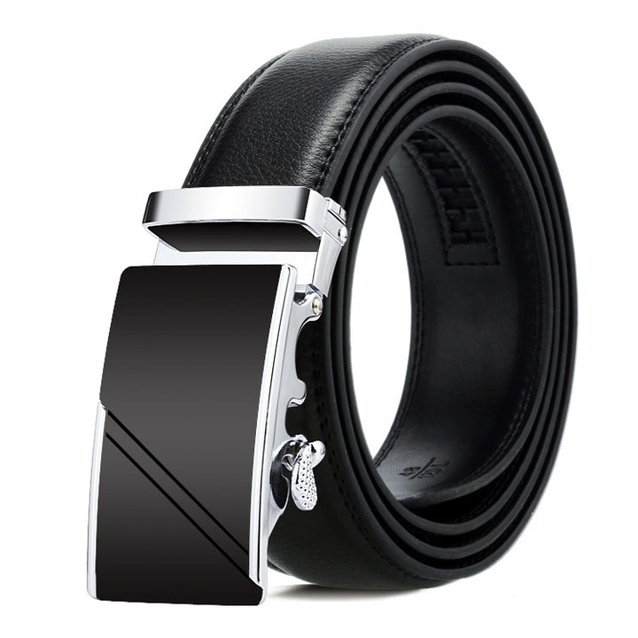 Dandali Casual Men Automatic Buckle Belt Business Soft Leather Pants Band, One Size 110-125cm