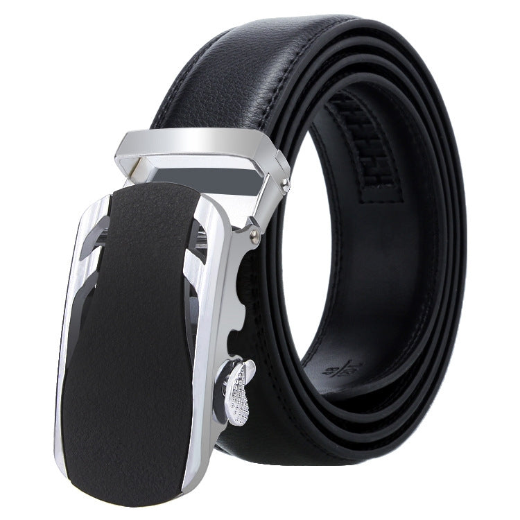 Dandali Casual Men Automatic Buckle Belt Business Soft Leather Pants Band, One Size 110-125cm