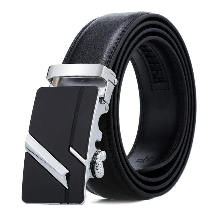 Dandali Casual Men Automatic Buckle Belt Business Soft Leather Pants Band, One Size 110-125cm