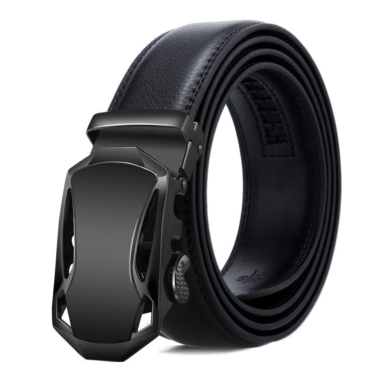 Dandali Casual Men Automatic Buckle Belt Business Soft Leather Pants Band, One Size 110-125cm