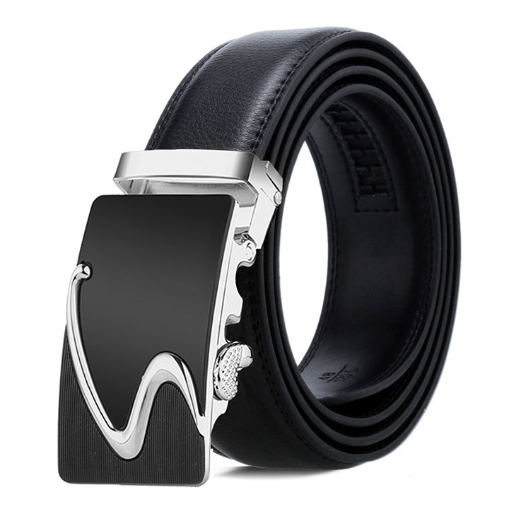 Dandali Casual Men Automatic Buckle Belt Business Soft Leather Pants Band, One Size 110-125cm