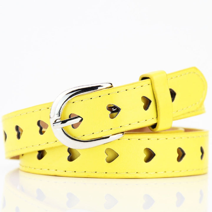 Dandali DC141 Women Pinching Belt Cutout Heart Belt, DC141 Brown, DC141 Red, DC141 Yellow, DC141 Green, DC141 Blue, DC141 White, DC141 Camel, DC141 Orange, DC141 Pink, DC141 Rose Red