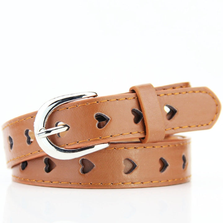 Dandali DC141 Women Pinching Belt Cutout Heart Belt, DC141 Brown, DC141 Red, DC141 Yellow, DC141 Green, DC141 Blue, DC141 White, DC141 Camel, DC141 Orange, DC141 Pink, DC141 Rose Red