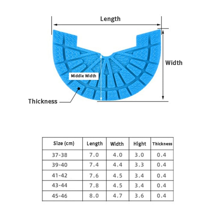 2 Pairs Thickened Rubber Sole Heel Wear-Resistant Non-Slip Patch, 37-38cm, 39-40cm, 41-42cm, 43-44cm, 45-46cm