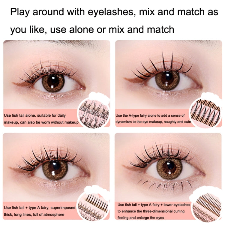 BQI B7229 Lightweight Natural Curling Three-dimensional Slim False Eyelashes, Style:, Type A+Fishtail (120PCS), Type A+Fishtail (200PCS), Type A+Fishtail+Undercib (200PCS)