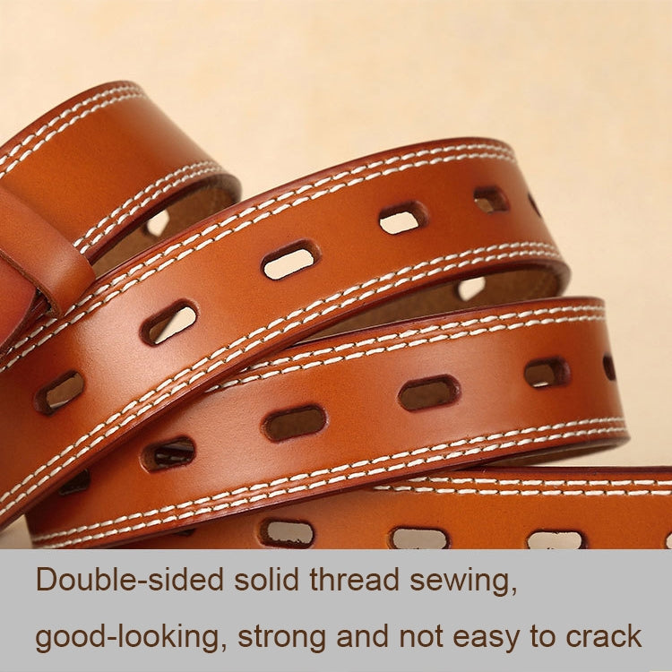 ZK--049 Double-stitched Hollow Pin Buckle Belt, Length:, 105cm, 110cm, 115cm