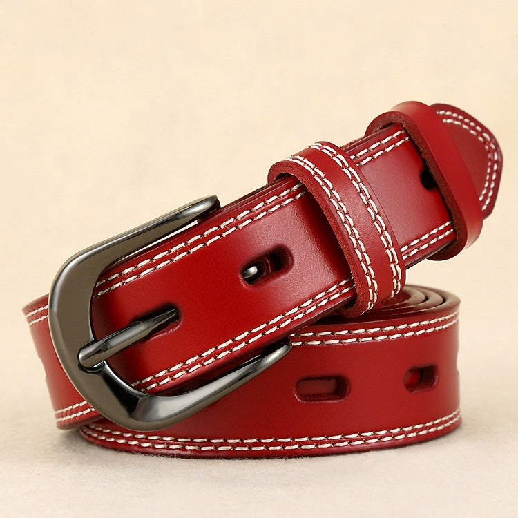 ZK--049 Double-stitched Hollow Pin Buckle Belt, Length:, 105cm, 110cm, 115cm