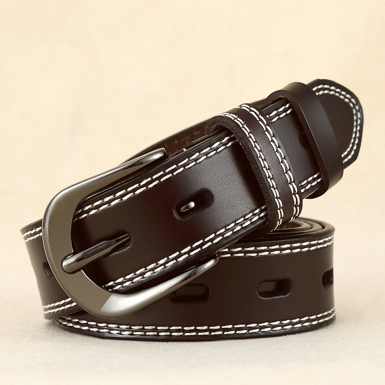 ZK--049 Double-stitched Hollow Pin Buckle Belt, Length:, 105cm, 110cm, 115cm