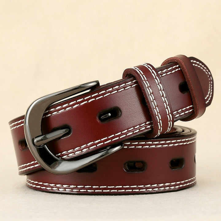 ZK--049 Double-stitched Hollow Pin Buckle Belt, Length:, 105cm, 110cm, 115cm