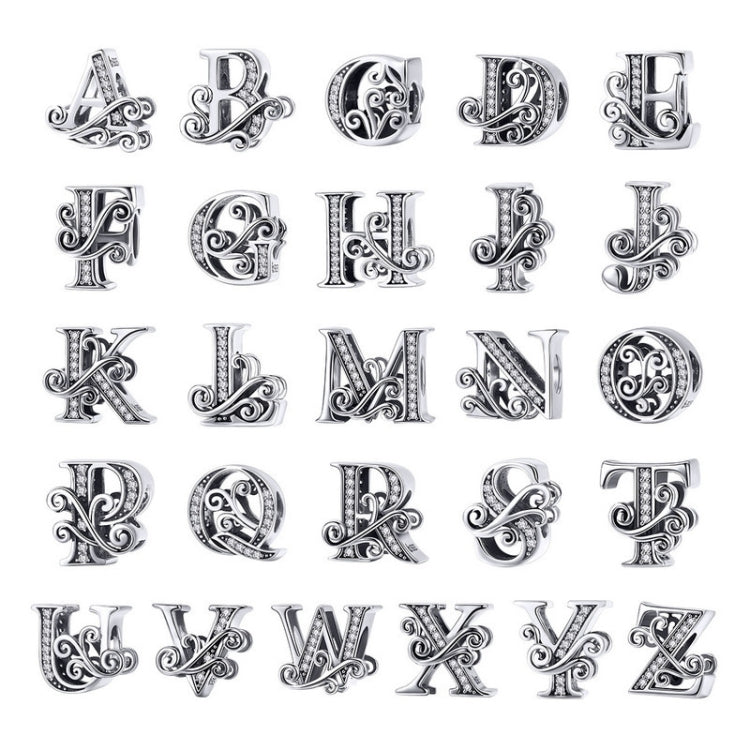 BSC030 26 Letters DIY Bracelet Beaded Accessories Zircon Silver Beads, Style:, A, B, C, D, E, F, G, H, I, J, K, L, M, N, O, P, Q, R, S, T, U, V, W, X, Y, Z