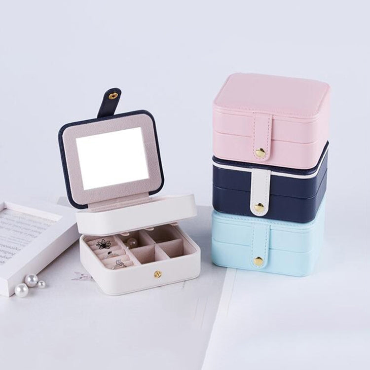 SH688-58 Square Double-Layer PU Earring Storage Jewelry Box, Double-Layer (White), Double-Layer (Navy Blue), Double-Layer (Pink), Double-Layer (Light Blue)