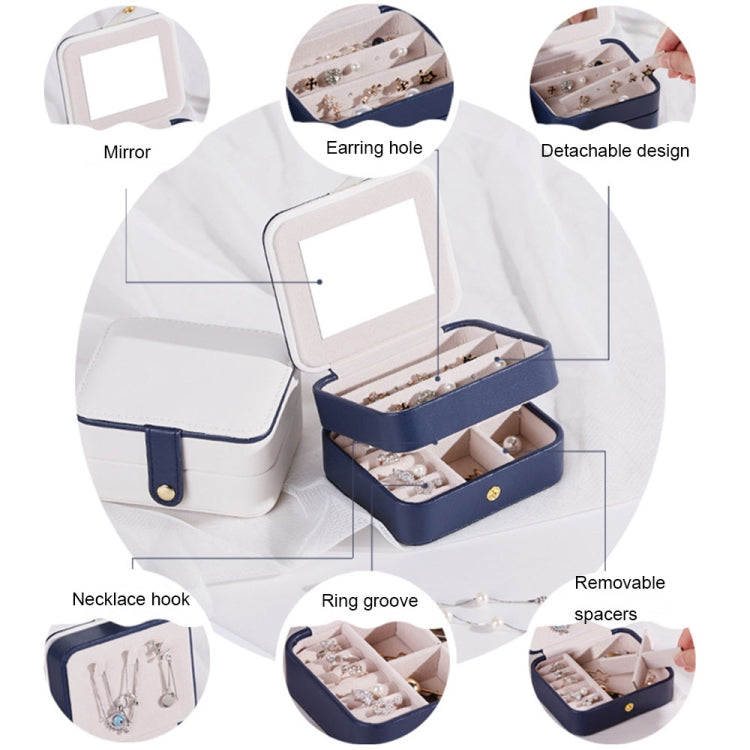 SH688-58 Square Double-Layer PU Earring Storage Jewelry Box, Double-Layer (White), Double-Layer (Navy Blue), Double-Layer (Pink), Double-Layer (Light Blue)