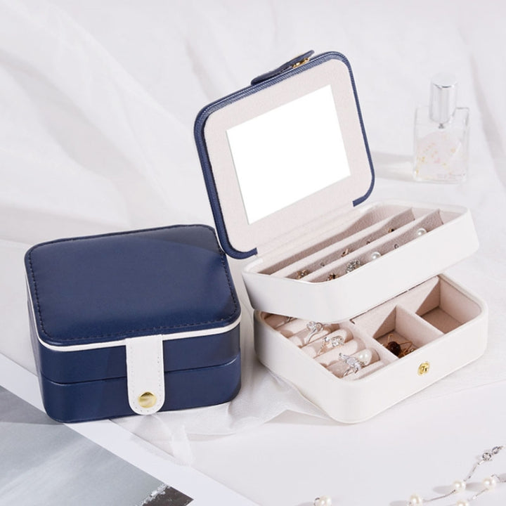 SH688-58 Square Double-Layer PU Earring Storage Jewelry Box, Double-Layer (White), Double-Layer (Navy Blue), Double-Layer (Pink), Double-Layer (Light Blue)