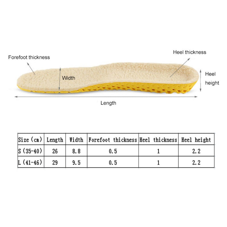 Imitation Lamb Wool Thickened Invisible Thermal Insole, S, L