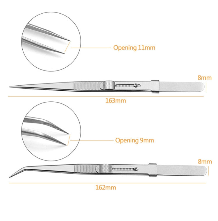 Diamond Jewellery Tweezers With Slotted Stainless Steel Tweezers ,Spec:, Straight, Bending