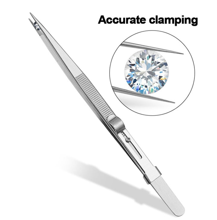 Diamond Jewellery Tweezers With Slotted Stainless Steel Tweezers ,Spec:, Straight, Bending