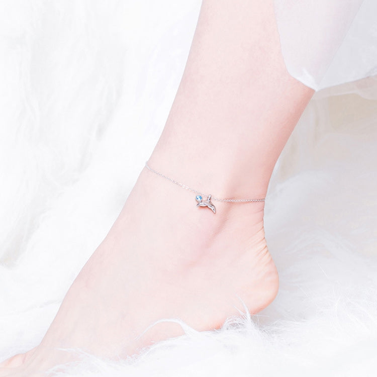 SCT004 Mermaid Tail Anklet Simple White Gold Plated Ladies 925 Silver Anklet, SCT004