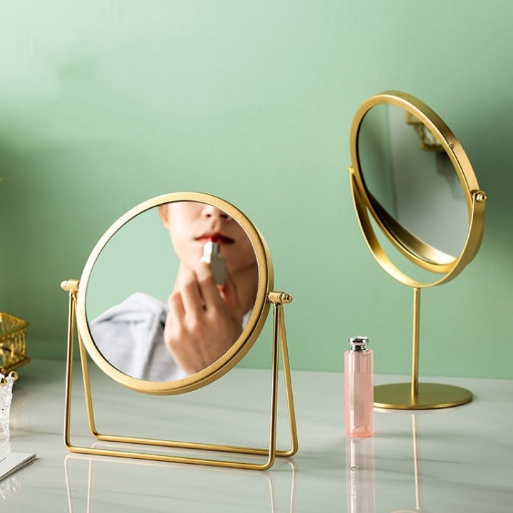 Desktop Makeup Mirror Simple Portable Mirror Rotating Dressing Mirror,Style:, Gold High Model, Gold Stand Model, Black High Model, Black Stand Model