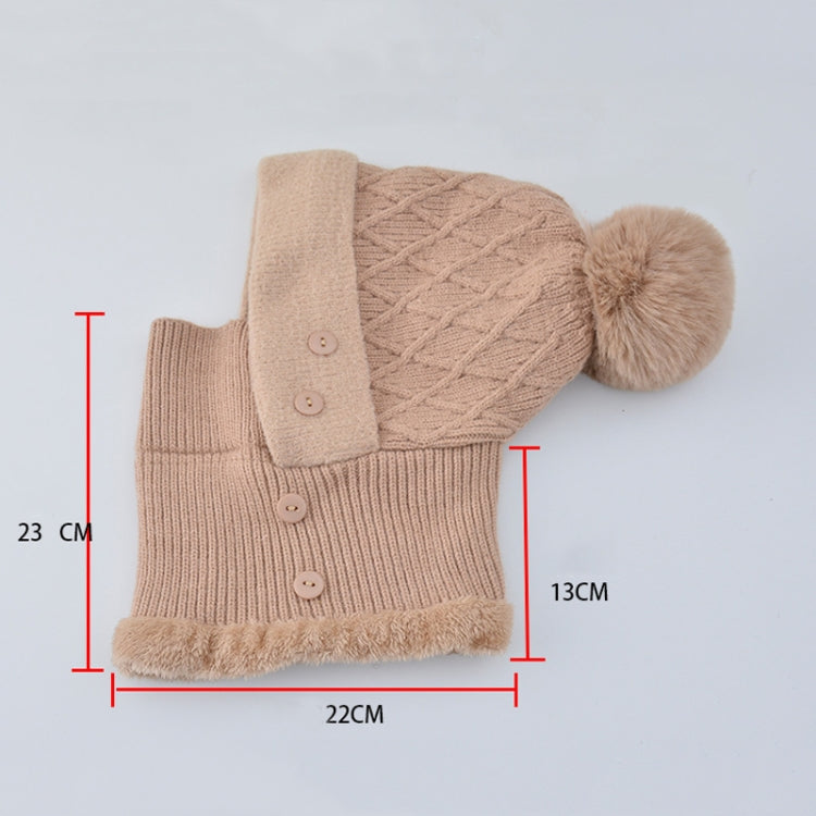 Women One-piece Hat Scarf Warm Knitted Hat Plus Velvet Overhead Cap