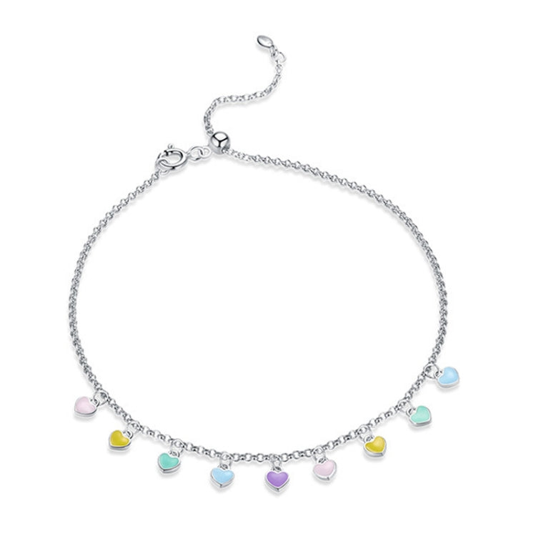 SCT020 Rainbow Love Silver Anklet S925 Silver Anklet, SCT020