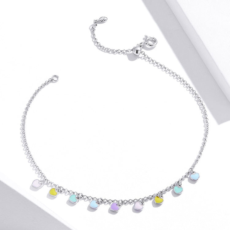 SCT020 Rainbow Love Silver Anklet S925 Silver Anklet, SCT020