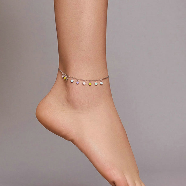 SCT020 Rainbow Love Silver Anklet S925 Silver Anklet, SCT020