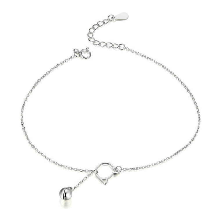 SCT003 Cat Bell 925 Silver Anklet White Gold Plated Simple Ladies Anklet, SCT003