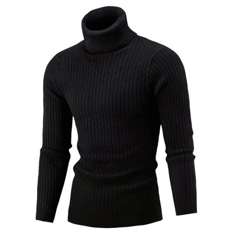 High-Collar Long-Sleeved Men Sweater Casual Thread Knit Clothes, XXXXL