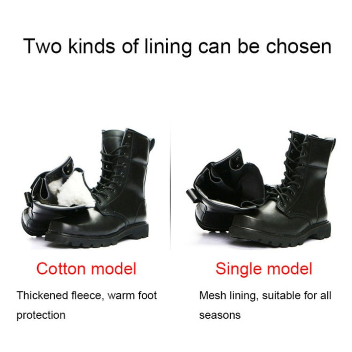 FB-001 Winter Outdoor Training Windproof and Warm Boots, Spec:, Wool Steel Toe+Sole, Cowhide, Cowhide Wool