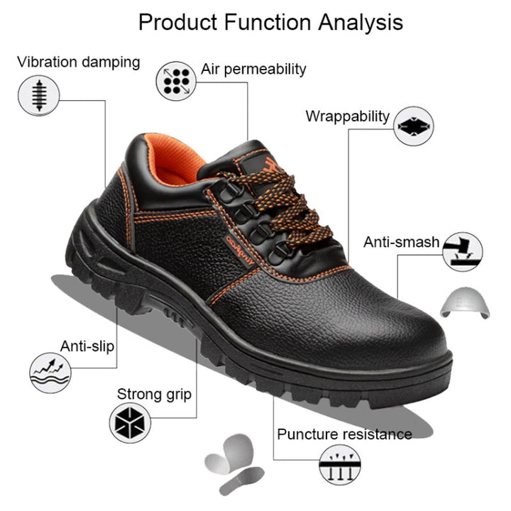 215 Microfiber Leather Anti-puncture Wear-resistant Work Shoes Smash-proof Oil-resistant Safety Shoes, Spec:, Low-top (38), Low-top (39), Low-top (40), Low-top (41), Low-top (42), Low-top (43), Low-top (44), Low-top (45), Low-top (46), High-top (38)