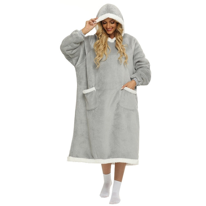 Wearable Flannel Blanket Hoodie for Adult Women and Men, Length 120CM, Length 150CM