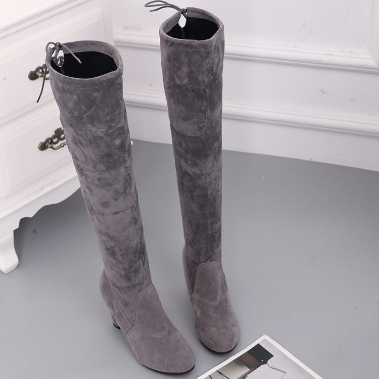 Ladies Over-the-knee Boots Frosted Leather Thick High Heel Boots, 34, 35, 36, 37, 38, 39, 40, 41