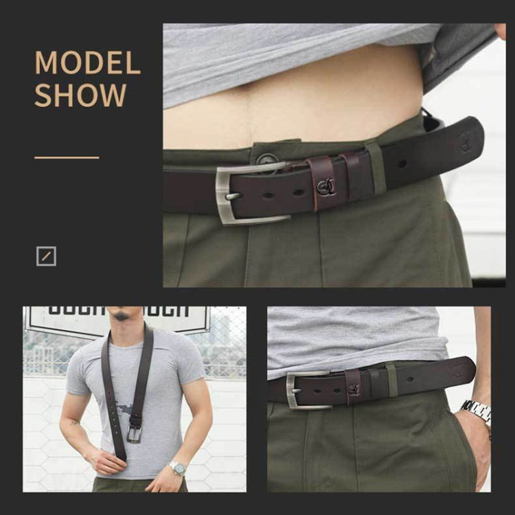 BULL CAPTAIN 01 Pin Buckle Thickened Cowhide Wear-Resistant Belt, Length:, 110cm (Smooth Brown), 115cm (Smooth Brown), 120cm (Smooth Brown), 125cm (Smooth Brown), 110cm (Burr Brown), 115cm (Burr Brown), 120cm (Burr Brown), 125cm (Burr Brown)