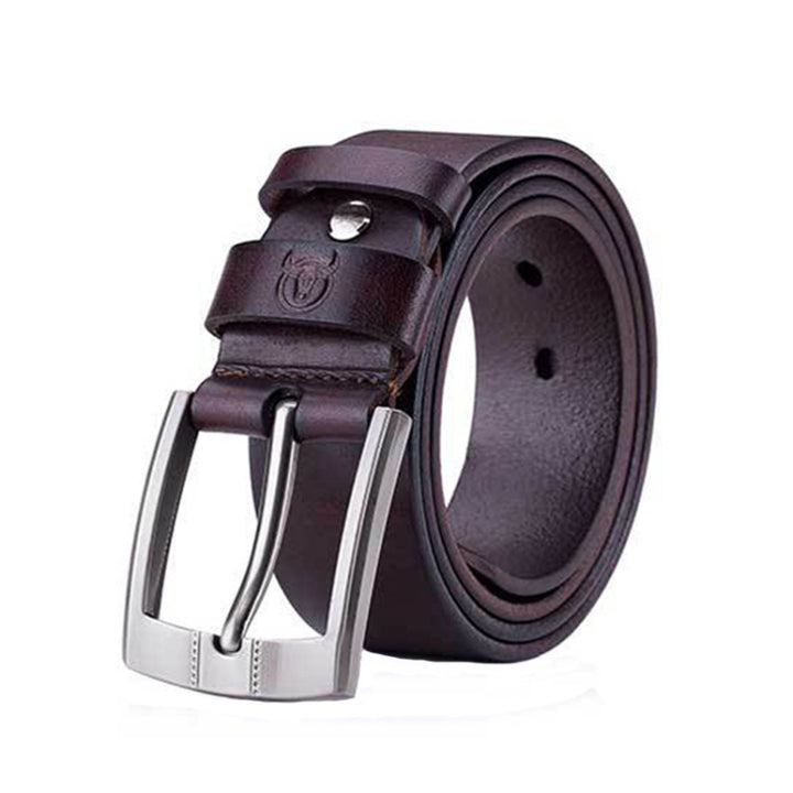 BULL CAPTAIN 01 Pin Buckle Thickened Cowhide Wear-Resistant Belt, Length:, 110cm (Smooth Brown), 115cm (Smooth Brown), 120cm (Smooth Brown), 125cm (Smooth Brown), 110cm (Burr Brown), 115cm (Burr Brown), 120cm (Burr Brown), 125cm (Burr Brown)