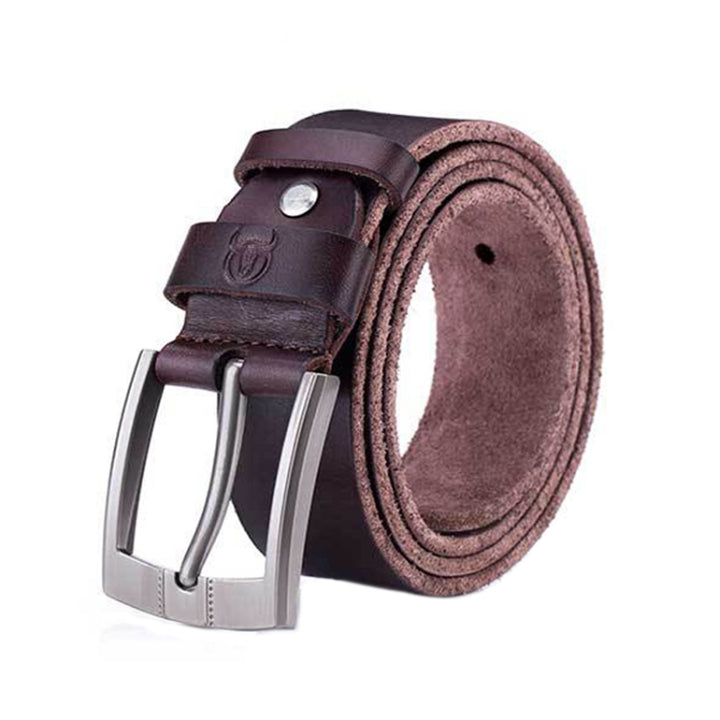 BULL CAPTAIN 01 Pin Buckle Thickened Cowhide Wear-Resistant Belt, Length:, 110cm (Smooth Brown), 115cm (Smooth Brown), 120cm (Smooth Brown), 125cm (Smooth Brown), 110cm (Burr Brown), 115cm (Burr Brown), 120cm (Burr Brown), 125cm (Burr Brown)