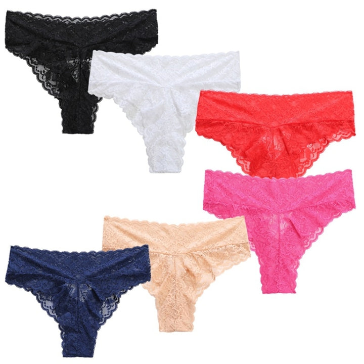 226 Female Lace Underwear Hollow Mid Waist Breathable Panties, S, M, L