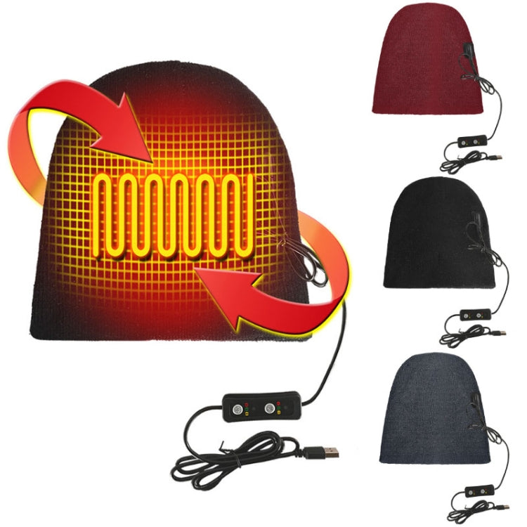 USB Electric Heating Outdoor Windproof And Warm Knitted Hat, 24x24cm